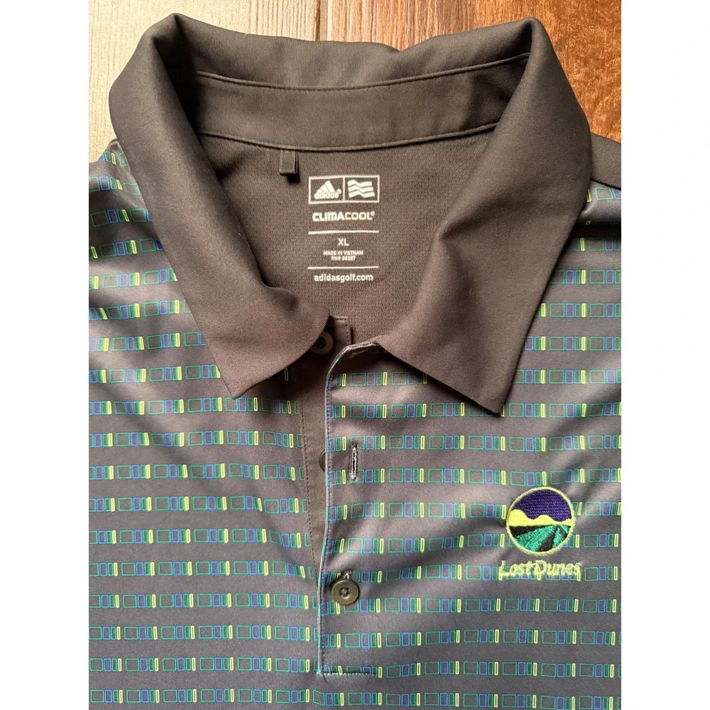 Adidas ClimaCool‎ Mens XL Golf Polo Shirt Lost Dunes Geometric Pattern Grey